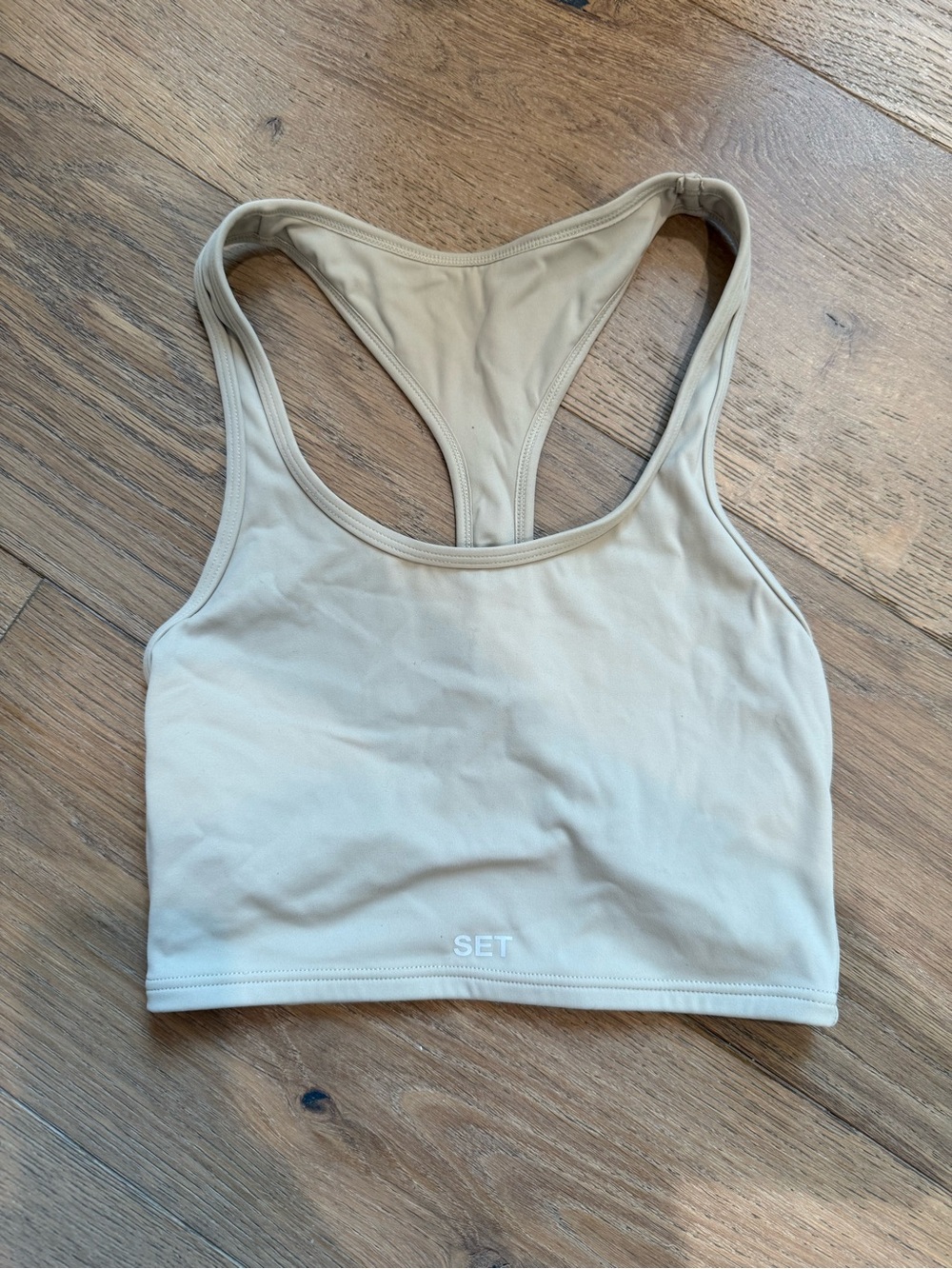 SET Active sport body Beige Racerback Crop Sports Bra